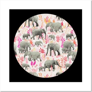 Sweet Elephants in Pink, Orange and Cream Posters and Art